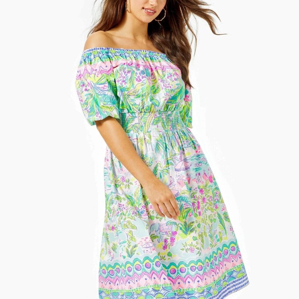 Lilly Pulitzer Camille Off-the-Shoulder Dress “Island Hopping”